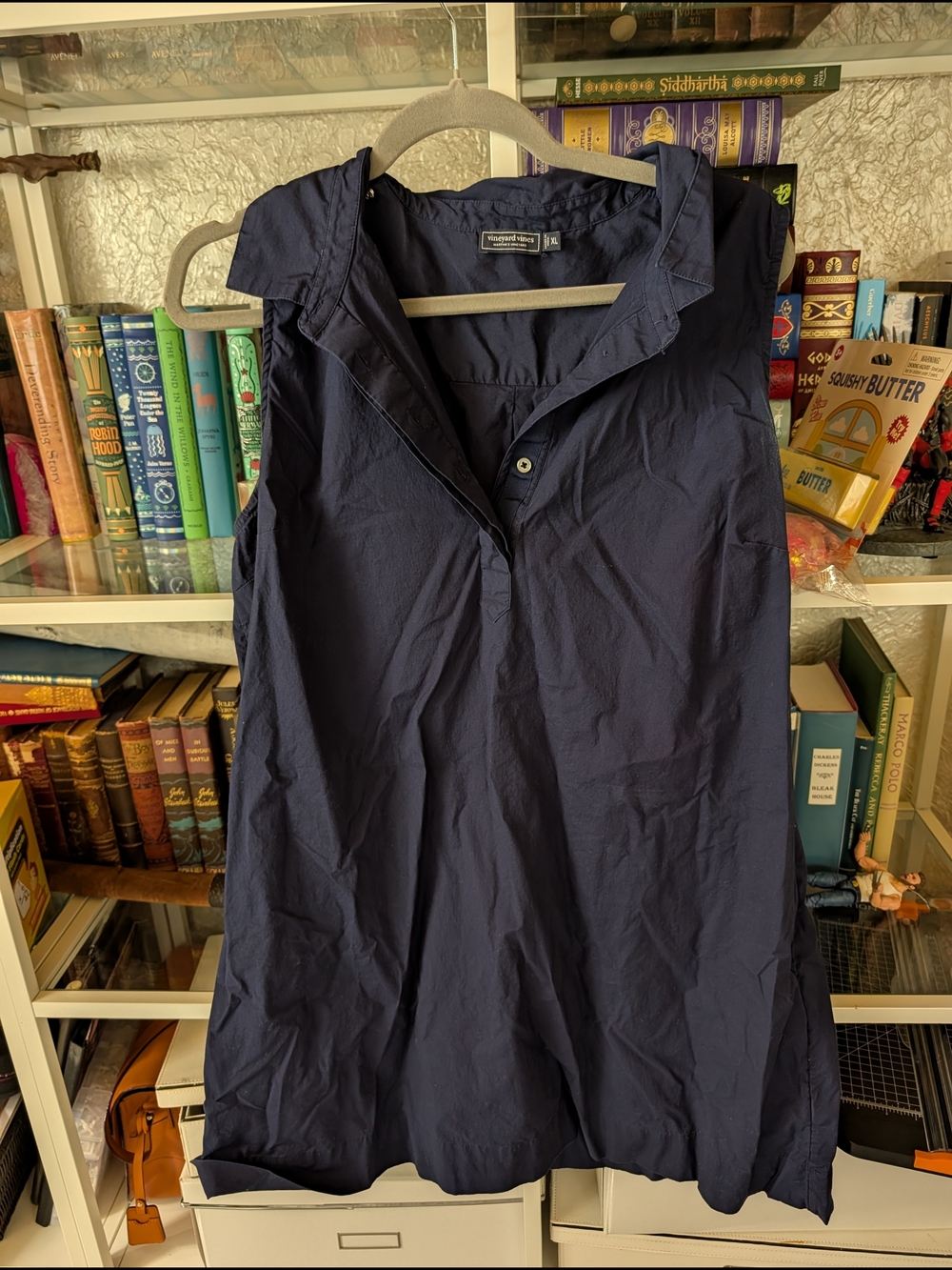 Vineyard Vines Navy Button-Front Popover